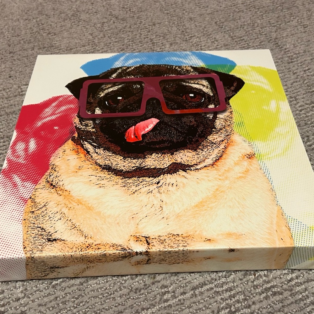 Colorful Pug canvas wall art - Picture 3 of 3